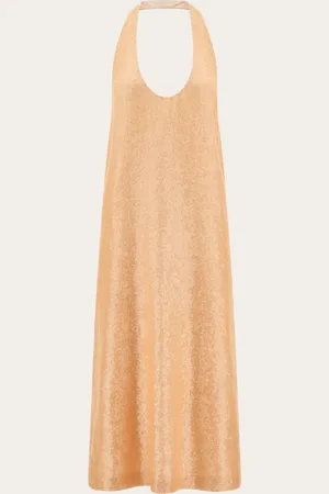 Salvatore Ferragamo Endstation Cocktailbar: Kleid mit Neckholder, weiter Öffnung auf der Vorderseite und freiem Rücken für einen markanten Nude-Look