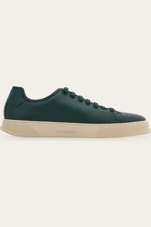 Salvatore Ferragamo Low-Top-Sneaker mit schlichter Linie, komplett mit Stickerei in F-Form am Ende der Schnürung