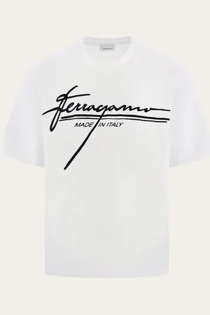 Salvatore Ferragamo T-Shirt in kompaktem Jersey mit normaler Passform und Rippendetail am Halsausschnitt
