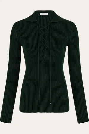 Salvatore Ferragamo Taillierter Pullover aus mehrfarbigem Mouliné-Garn mit körperbetontem Rippenstrick