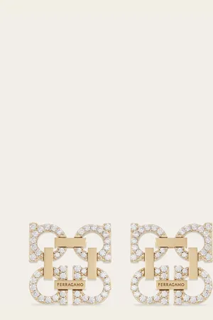 Salvatore Ferragamo The iconic Gancio silhouette is repeated four times to make the squared outline of this clip on earring