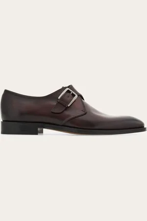 Salvatore Ferragamo Formeller und eleganter Schuh in Single-Monk-Konstruktion mit geometrischer seitlicher Schnalle in Ruthenium-Finish