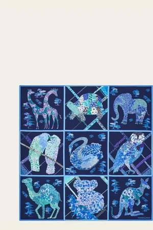 Salvatore Ferragamo An array of flowers and petals are used to ‘draw’ the animals on this elegant foulard
