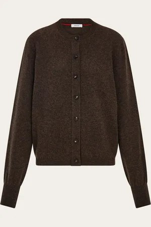 Salvatore Ferragamo Schlichter Evergreen: Diese Strickjacke ist aus luxuriösem Kaschmirgarn im Farbton der Saison, mit Rundhalsausschnitt und Logo-Hornknöpfen gefertigt