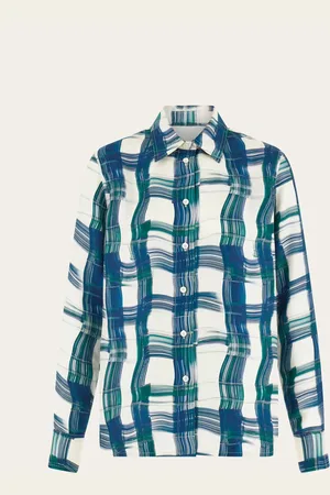 Salvatore Ferragamo Unvergängliches Muss der Garderobe: Die Bluse aus reiner Seide kennzeichnet den Beginn einer neuen Jahreszeit dank der Maxi-Schottenkaros mit Pinselstrich-Effekt