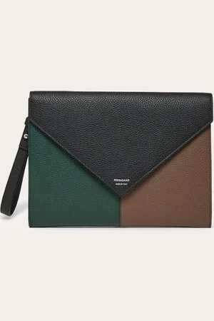 Salvatore Ferragamo Dokumententasche mit innovativem Design: Die Flächen in Kontrastfarbe lassen einen Farbblock-Effekt entstehen