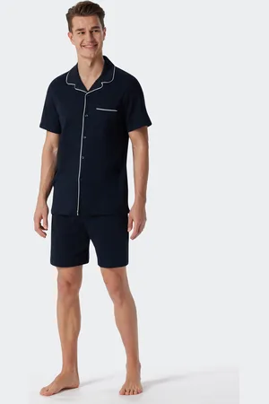 Schiesser Pyjama kurz Interlock dunkelblau - Fine Interlock 48