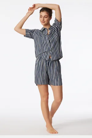 Schiesser Pyjama kurz Webware Streifen graphit - selected! premium 36