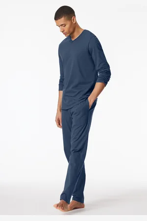 Schiesser Shirt langarm V-Ausschnitt royal - Mix+Relax 48