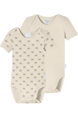Schiesser Bodys kurzarm 2er-Pack Feinripp Elefanten creme - Natural Love 56