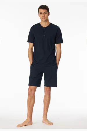 Schiesser Shirt kurzarm Knopfleiste nachtblau - Mix+Relax 50