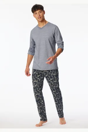 Schiesser Shirt langarm V-Ausschnitt nachtblau geringelt - Mix+Relax 48