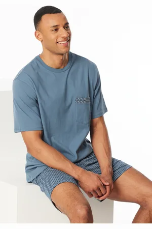 Schiesser Schlafanzug kurz Organic Cotton Karos graphit - Comfort Nightwear 48
