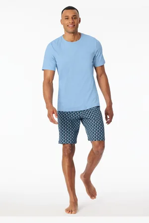 Schiesser Schlafanzug kurz pacific blue gemustert - Casual Essentials 56