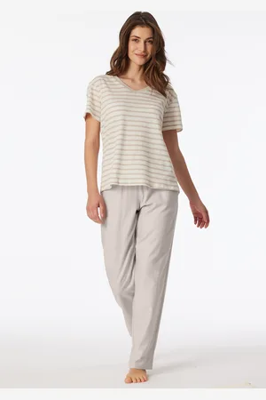Schiesser Shirt kurzarm Leinen Biobaumwolle Streifen off-white - Mix+Relax 34