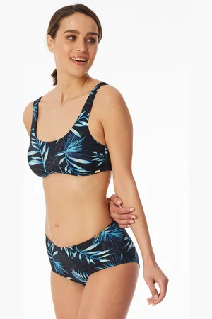 Schiesser Bustier-Bikini-Top Jersey recycelt Palmen multicolor - Aqua 40