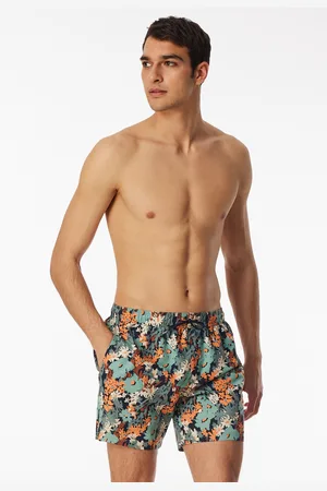 Schiesser Badeshorts Webware recycelt Blumen multicolor - Aqua 4