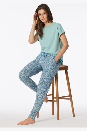 Schiesser Hose lang Bündchen Blumen multicolor - Mix+Relax 34