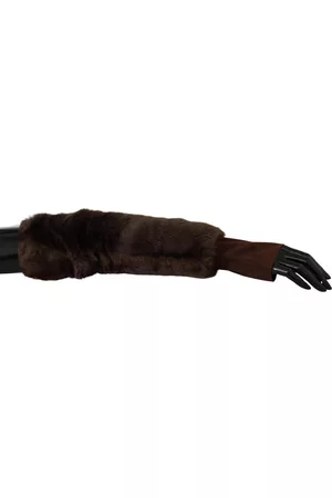 Dolce & Gabbana Braune, ellbogenlange Handschuhe ohne Fell - 7.5|S
