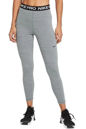 Nike Damen Pro 365 High-Waisted 7/8 Mesh Panel Leggings grau