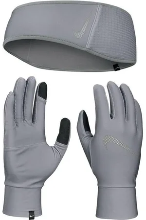 Nike Damen Essentials Running Headband And Glove Set grau