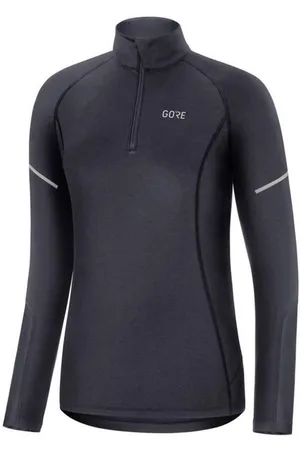 gore Damen Mid Zip Langarmshirt schwarz