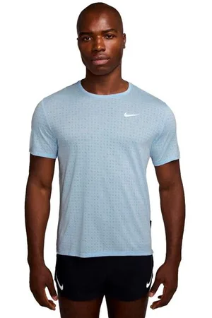 Nike Herren Miler Breathe Dri-Fit Kurzarm-Laufoberteil blau
