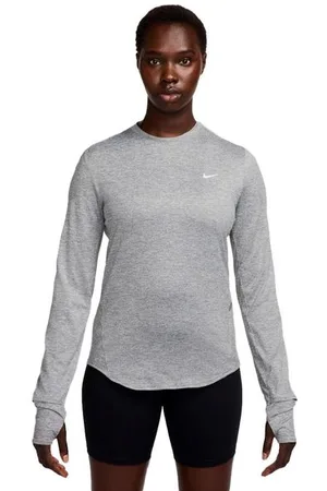 Nike Damen Swift Dri-Fit UV Langarm-Laufoberteil grau