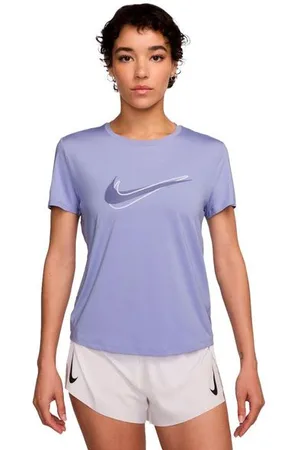 Nike Damen One Swoosh Dri-Fit Kurzarm-Laufoberteil lila