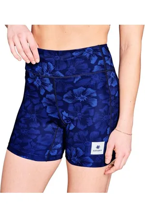 saysky Damen Flower Combat+ Short Tights 7" blau