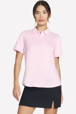 Skechers Damen GO DRI SWIFT Club Polo in Weiss/Rosa, Größe XS