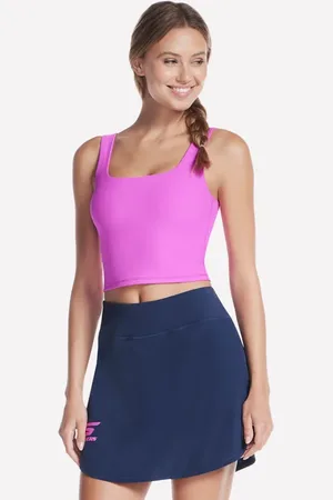 Skechers Damen GO FLEX RIB Longline Bra in Neon Rosa/Violett, Größe XS