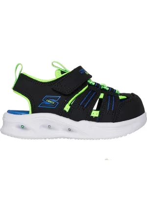 Skechers Jungen S-Lights: Sola Glow Sandal in Schwarz/Grün, Größe 22