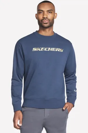Skechers Herren Heritage Camo Crew Top in Gray /Blue, Größe Klein