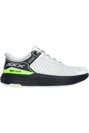 Skechers Herren Slip-ins: Max Cushioning Suspension Sneaker in Weiss/Schwarz, Größe 44, Vegan