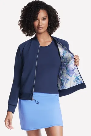 Skechers Damen GO WALK Seascape Floral Reversible Jackett in Violett/Türkis, Größe XS
