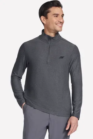 Skechers Herren GO DRI All Day 1/4 Zip in Schwarz/Gray , Größe Klein
