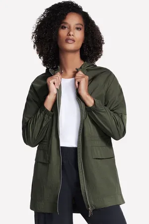 Skechers Damen GO WALK Anorak Jackett in Grün/Schwarz, Größe XS