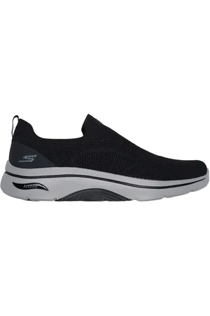 Skechers Herren GO WALK Arch Fit 2.0 - Knitted Relief Slip-On Shoes in Schwarz/Gray , Größe 39.5, Waschmaschinenfest