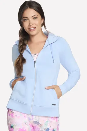 Skechers Damen Skechluxe Elevate Full Zip Jackett in Weiss/Violett, Größe XS