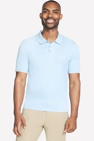 Skechers Herren Off Duty Polo in Natur/Light Blue, Größe Klein
