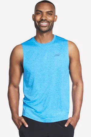 Skechers Herren GO DRI Charge Muscle Tank in Türkis/Violett, Größe Klein