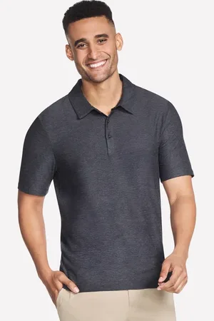 Skechers Herren GO DRI All Day Polo in Schwarz/Gray , Größe Klein
