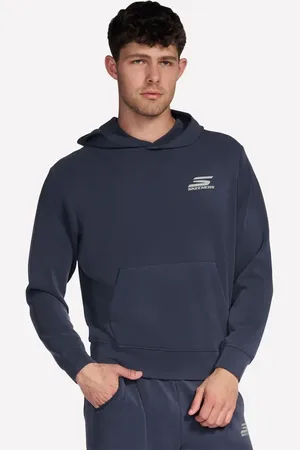 Skechers Herren SKECHCLOUD Elevate Kapuzenpullover in Gray /Blue, Größe Klein