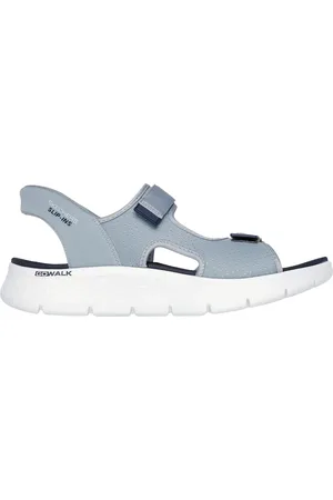 Skechers Herren Slip-ins: GO WALK Flex SD - Easy Entry Shoes in Gray /Blue, Größe 41, Vegan, Waschmaschinenfest
