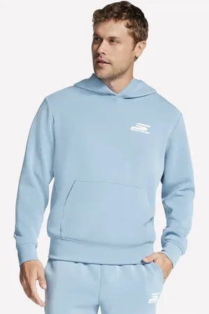 Skechers Herren SKECHCLOUD Elevate Kapuzenpullover in Weiss/Blue, Größe Klein