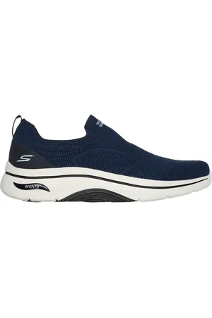 Skechers Herren GO WALK Arch Fit 2.0 - Knitted Relief Slip-On Shoes in Blue/Schwarz, Größe 39.5, Waschmaschinenfest