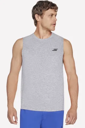 Skechers Herren GO DRI Charge Muscle Tank in Weiss/Gray , Größe Klein