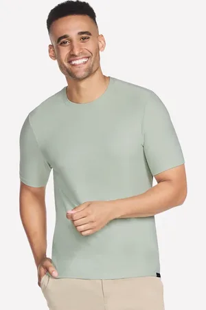 Skechers Herren GO DRI All Day T-Shirt in Grün/Mauve, Größe Klein