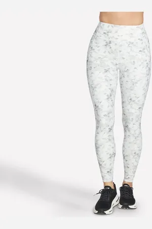 Skechers Damen GO FLEX RIB Floral Mirage Full Length High-Waisted Legging in Silber/Gray , Größe XS